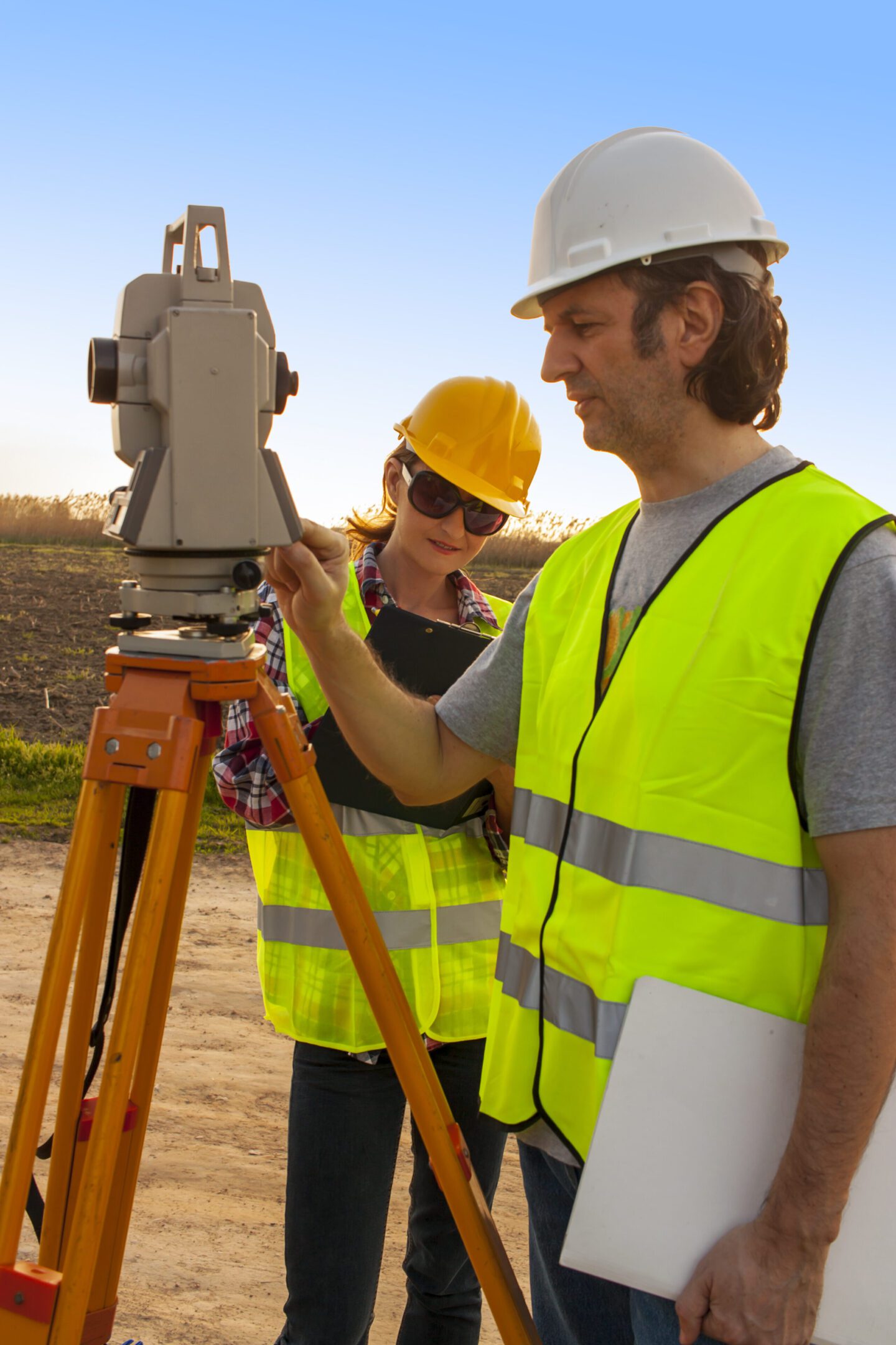 Land surveyors at the construction site